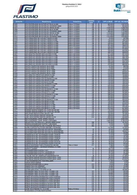 PDF Preisliste 2 2013 - BUKH Bremen