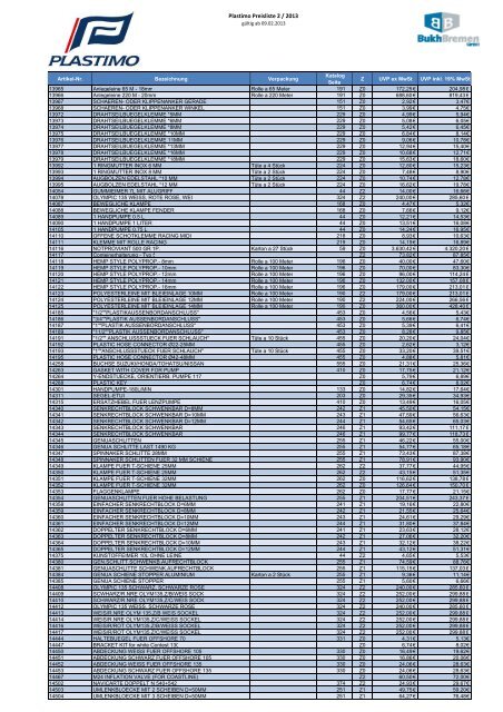 PDF Preisliste 2 2013 - BUKH Bremen