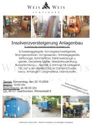 Insolvenzversteigerung Anlagenbau - Weis und Weis Auktionen ...