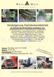 Versteigerung Dachdeckereibetrieb - Weis und Weis Auktionen GmbH