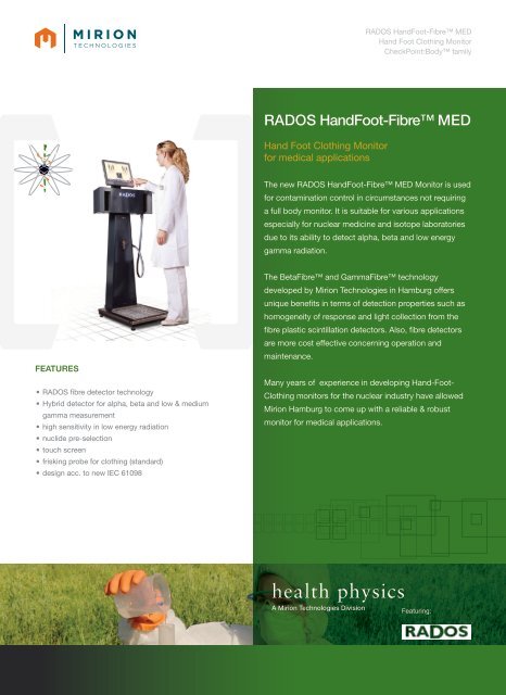 Download HandFoot-Fibre™ MED Datasheet - Mirion  Technologies