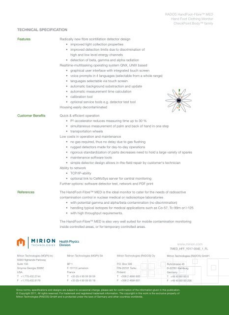 Download HandFoot-Fibre™ MED Datasheet - Mirion  Technologies