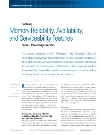 Memory Reliability, Availability, and Serviceability Features - Dell