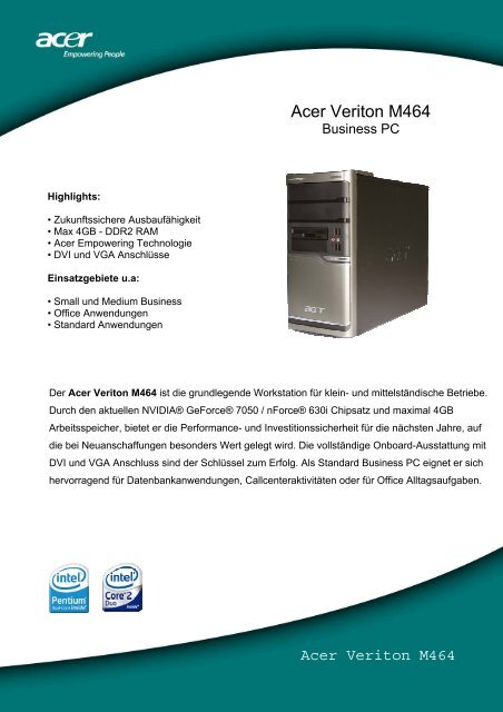 Acer Veriton M464 - ARP