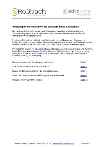 Installationsanleitungen - Advoware Kanzleisoftware