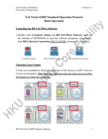 FACSAria SORP Standard Operation Protocol Basic Operation