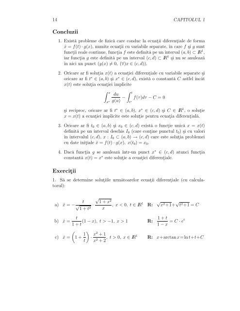 Capitolul 1 Ecuatii diferentiale de ordinul ˆıntâi rezolvabile prin ...
