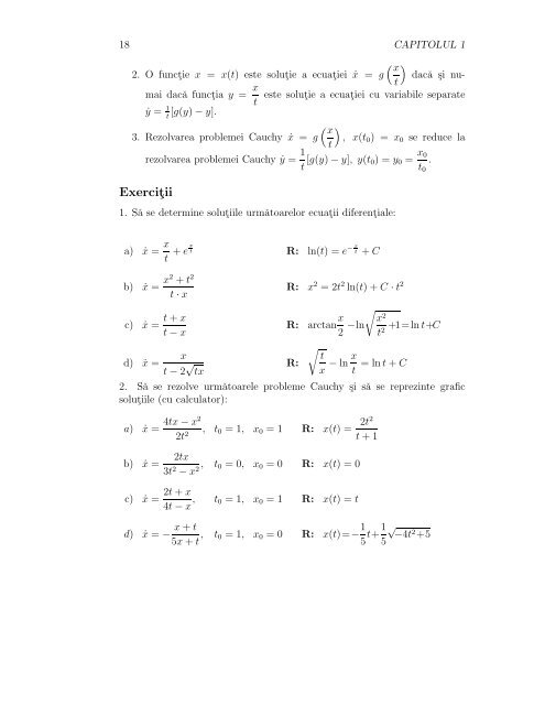 Capitolul 1 Ecuatii diferentiale de ordinul ˆıntâi rezolvabile prin ...