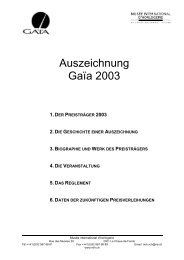 Auszeichnung Gaïa 2003 - Ville de La Chaux-de-Fonds