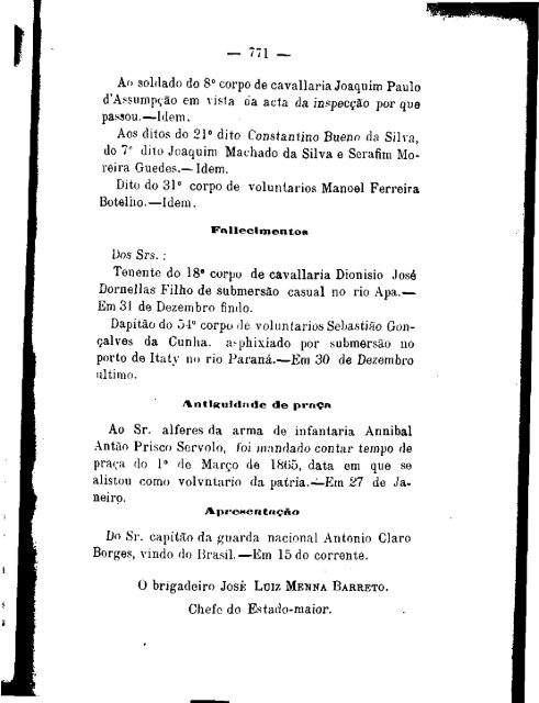 Ordens do Dia - Guerra do Paraguai - Conde d