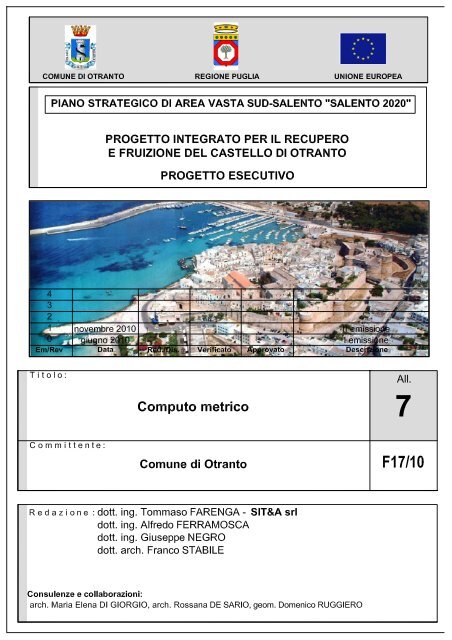 Allegato 7 - computo metrico (.pdf 2 Mb) - Comune di Otranto