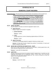 SCHEDULE NO. 85 MUNICIPAL COURT RECORDS - Colorado.gov