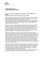 COMMUNIQUE DE PRESSE - Institut supérieur de formation bancaire