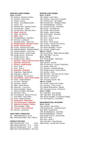 tabella comparativa olfattiva 2012