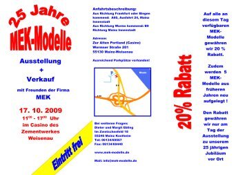 17. 10. 2009 Ausstellung + Verkauf - MEK Modelle