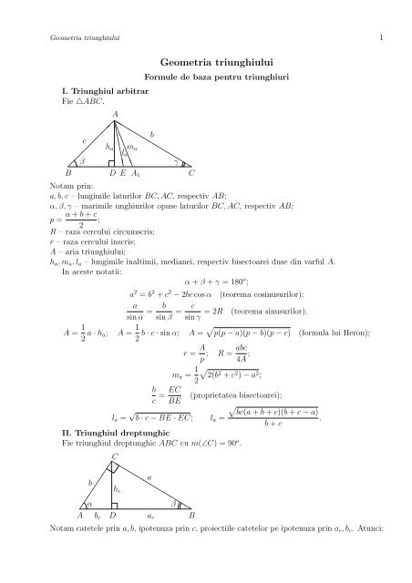 Geometria triunghiului