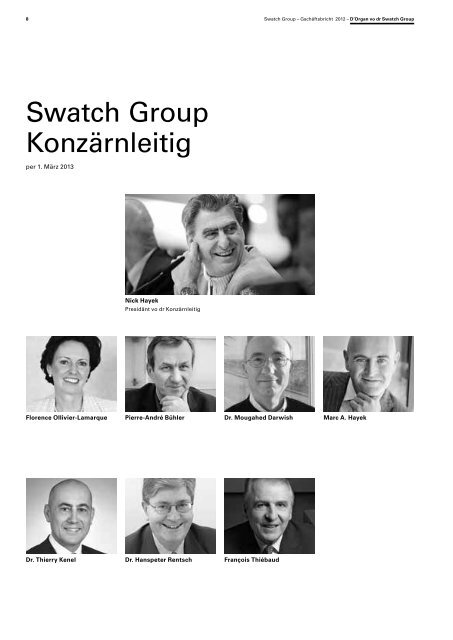 Swatch Group Gschäftsbricht 2012