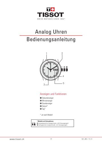 Analog Uhren Bedienungsanleitung - Tissot