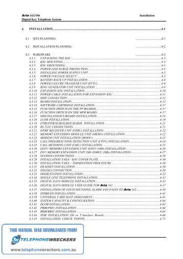 Aria-162/186 Installation Digital Key Telephone System 4 ...