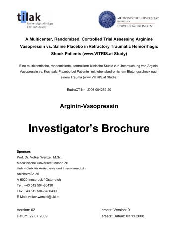 Arginin-Vasopressin Investigator's Brochure - VITRIS