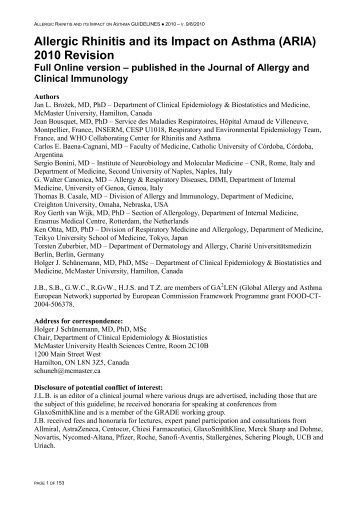 Allergic Rhinitis and its Impact on Asthma - ARIA