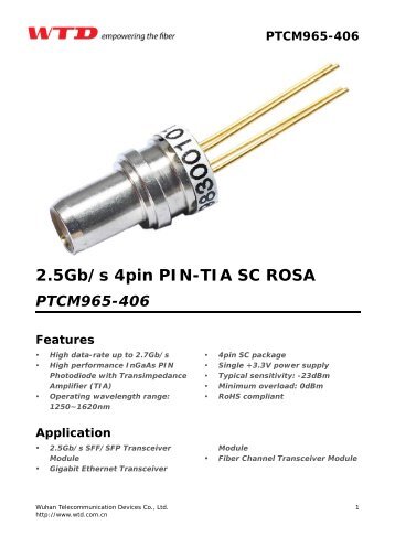 2.5Gb/s 4pin PIN-TIA SC ROSA