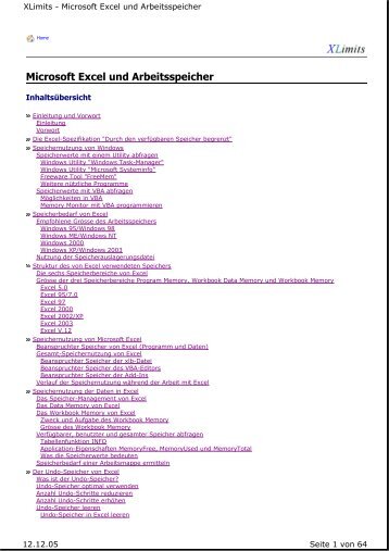 Microsoft Excel und Arbeitsspeicher - xlam - Excel and more!