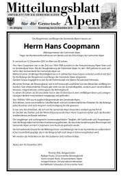Herrn Hans Coopmann - Gemeinde Alpen
