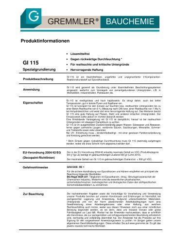 GI 115 - Gremmler Bauchemie GmbH