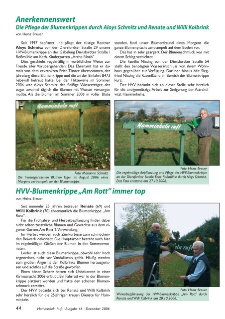 Hamminkeln Ruft, Ausgabe Nr. 46 - Dezember ... - HVV Hamminkeln