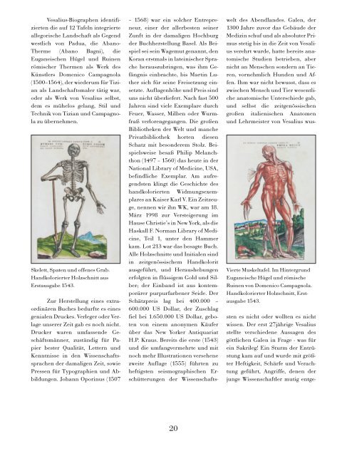 ANDREAS VESALIUS DAS BUCH DER MEDIZINI ... - Medizin + Kunst