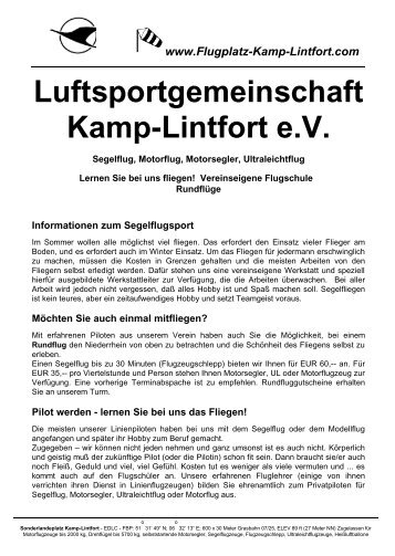 Flugzeuge der Luftsportgemeinschaft Kamp-Lintfort eV