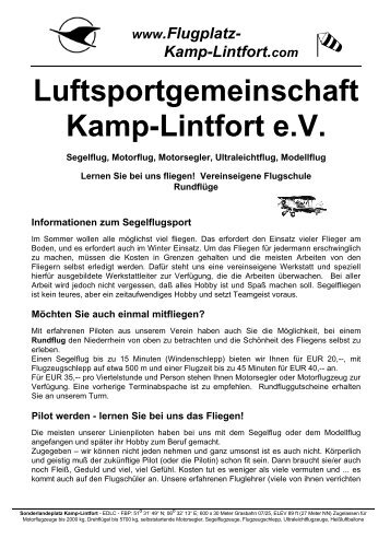 Luftsportgemeinschaft Kamp-Lintfort e.V. - Flugplatz Kamp-Lintfort