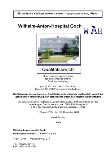 Wilhelm-Anton-Hospital Goch Qualitätsbericht
