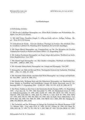 Aktuelles Schriftenverzeichnis (PDF, 113 kB) - Katholisch ...