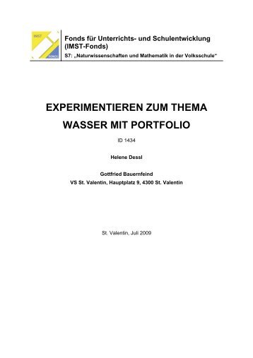 EXPERIMENTIEREN ZUM THEMA WASSER MIT PORTFOLIO - IMST