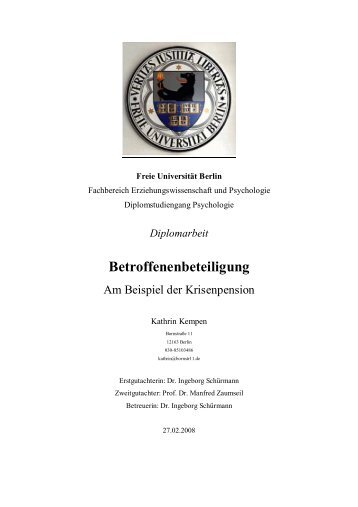 Betroffenenarbeit am Beispiel der Krisenpension