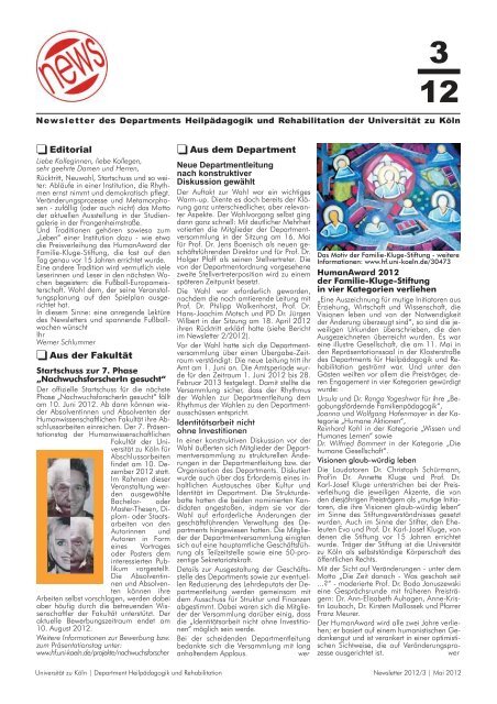 Newsletter des Departments Heilpädagogik und Rehabilitation der ...