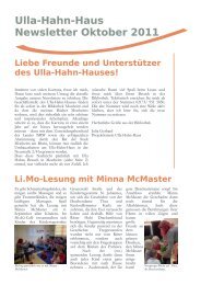 Ulla-Hahn-Haus Newsletter Oktober 2011 - Monheim am Rhein