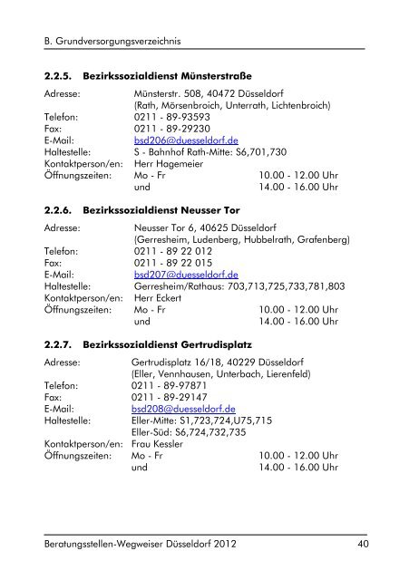 Beratungsstellen-Wegweiser 2012 - Jobcenter Düsseldorf