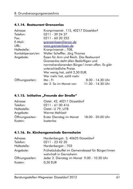 Beratungsstellen-Wegweiser 2012 - Jobcenter Düsseldorf