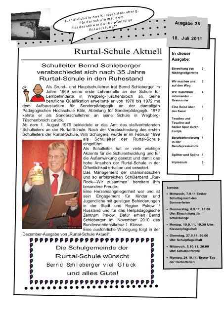 25. Ausgabe der Schulzeitungaktuell - Rurtal-Schule
