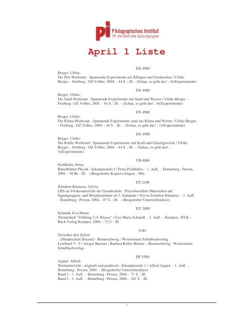 April 1 Liste