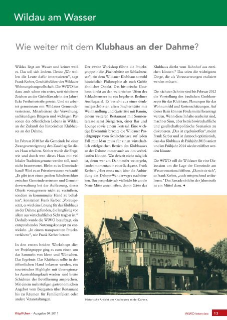 Ausgabe 4 / 2011 - WiWO Wildauer Wohnungsbaugesellschaft
