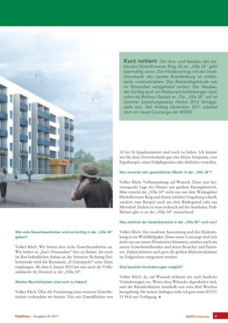 Ausgabe 4 / 2011 - WiWO Wildauer Wohnungsbaugesellschaft