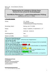 Schriftliche Planung zur 1. unterrichtspraktischen Prüfung - Ute Belch