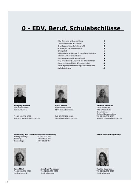 0 - EDV, Beruf, Schulabschlüsse - Volkshochschule Ratingen