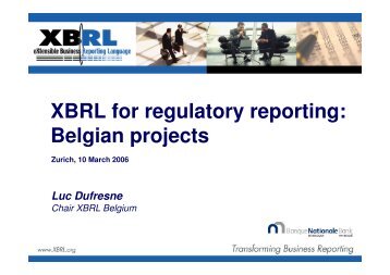 XBRL for regulatory reporting: Belgian projects