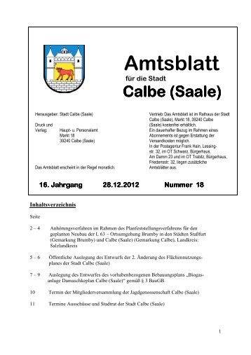 Amtsblatt 18/2012 - Die Rolandstadt Calbe (Saale)