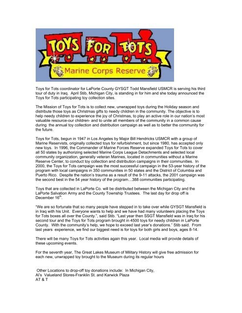 Toys For Tots Coordinator Laporte